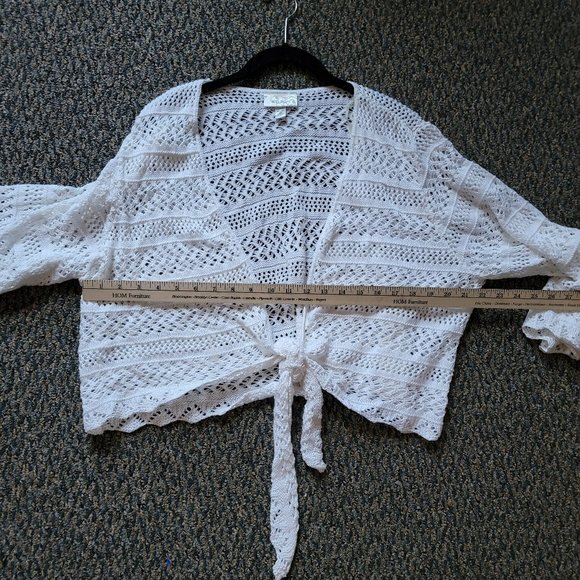 Dress Barn White Crochet Tie Front Sweater Size 3X - Picture 6 of 6